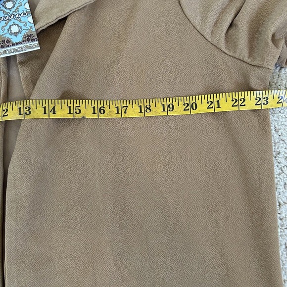 NWT Boohoo Woven Pocket Duster Coat Long Light Pocket Camel Womens Size 12 - Picture 6 of 8